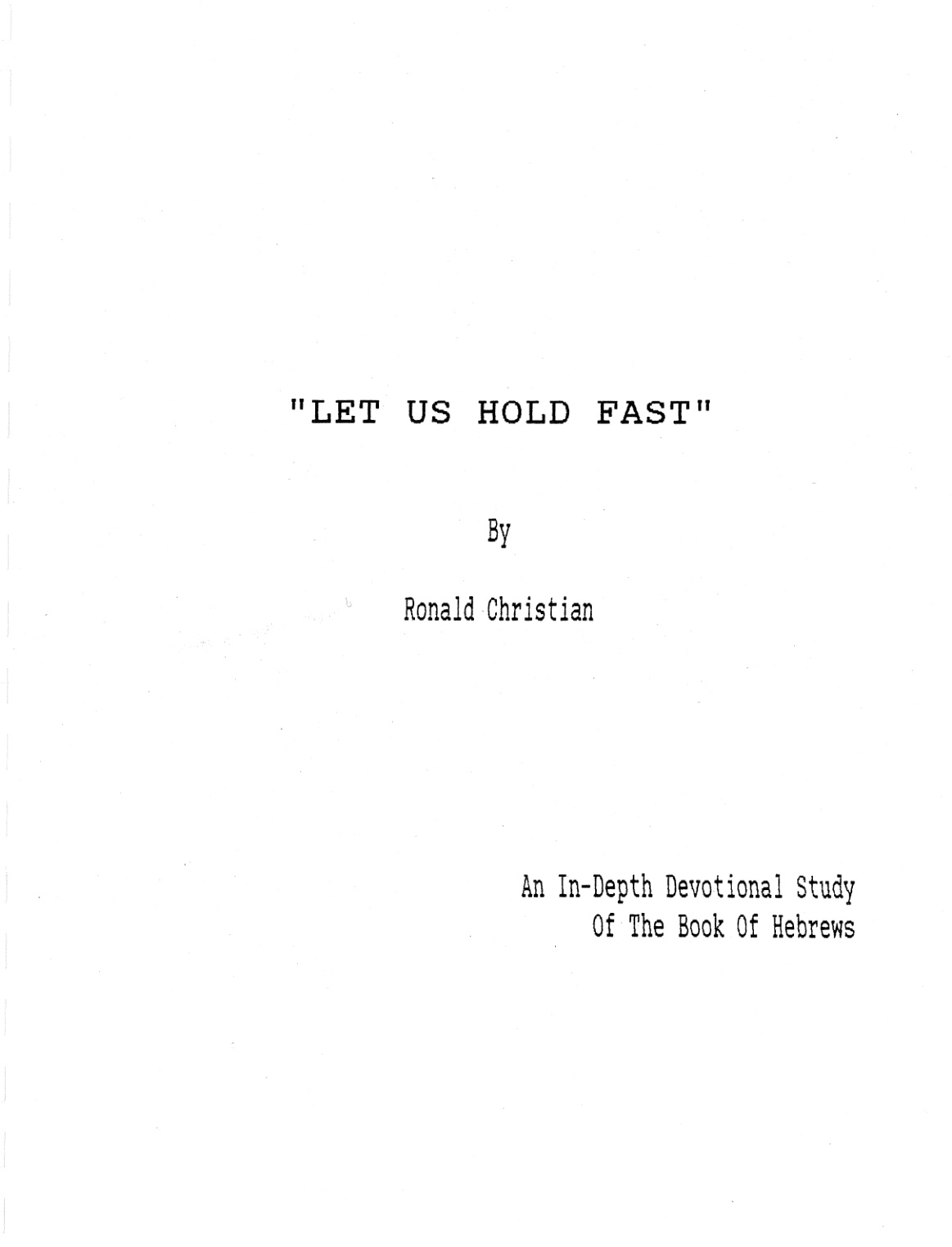 Cover of Let Us Hold Fast