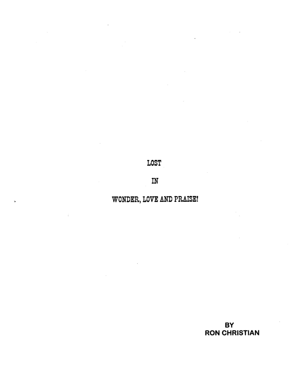 Cover of Lost in Wonder, Love and Praise!